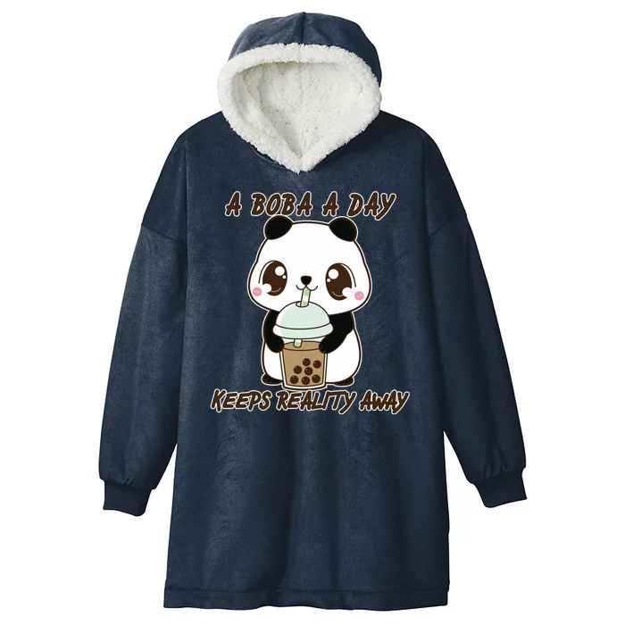 A Boba A Day Keeps The Reality Away Cute Panda Hooded Wearable Blanket