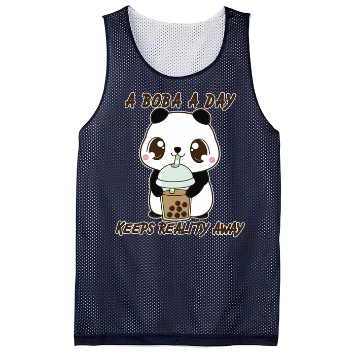 A Boba A Day Keeps The Reality Away Cute Panda Mesh Reversible Basketball Jersey Tank