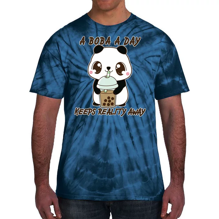 A Boba A Day Keeps The Reality Away Cute Panda Tie-Dye T-Shirt