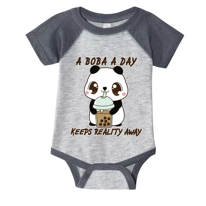 A Boba A Day Keeps The Reality Away Cute Panda Infant Baby Jersey Bodysuit