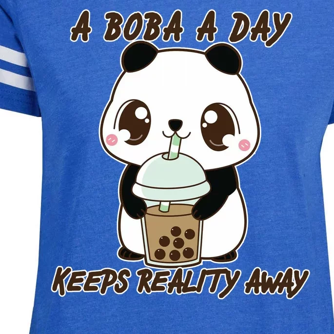 A Boba A Day Keeps The Reality Away Cute Panda Enza Ladies Jersey Football T-Shirt