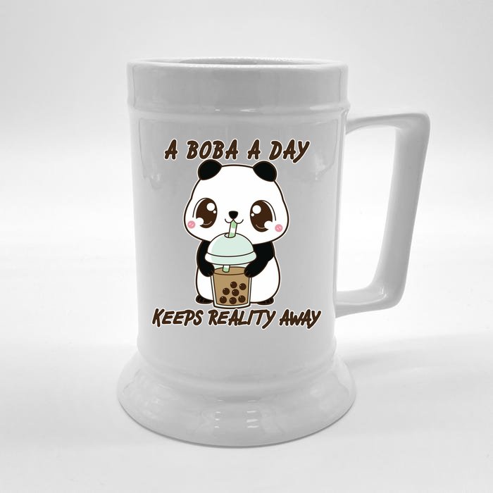 A Boba A Day Keeps The Reality Away Cute Panda Front & Back Beer Stein