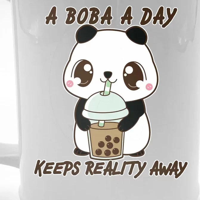 A Boba A Day Keeps The Reality Away Cute Panda Front & Back Beer Stein