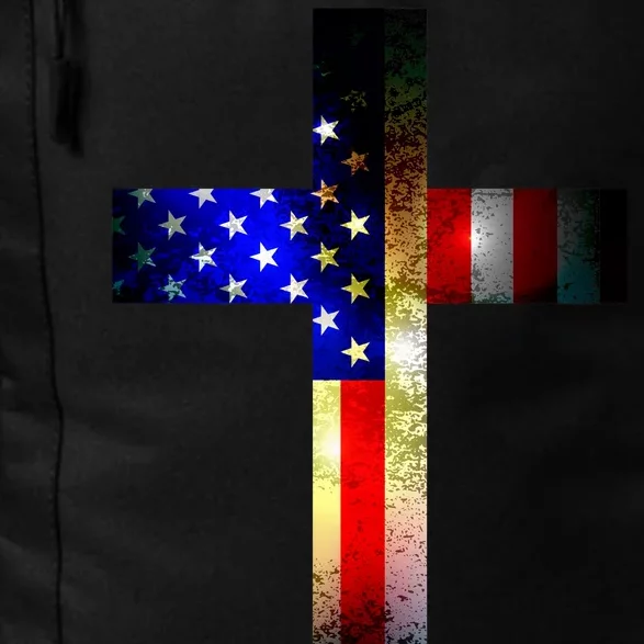 A christian cross comprised of the American Flag Daily Commute Backpack