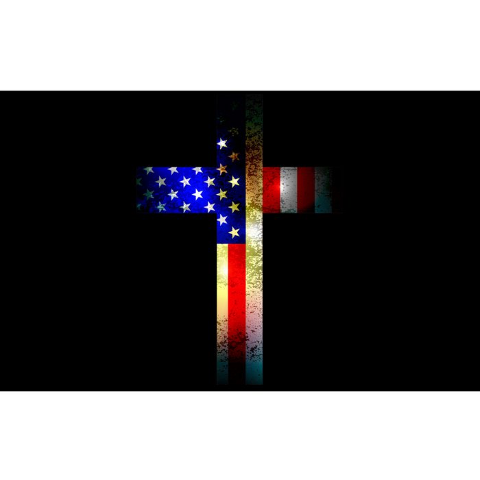 A christian cross comprised of the American Flag Bumper Sticker