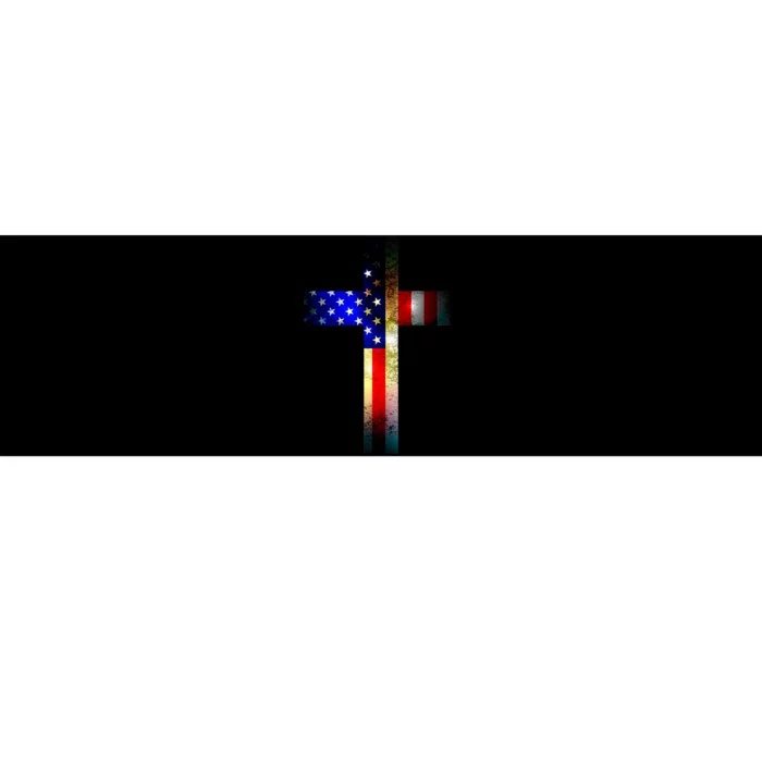 A christian cross comprised of the American Flag Bumper Sticker