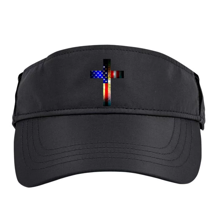 A christian cross comprised of the American Flag Adult Drive Performance Visor