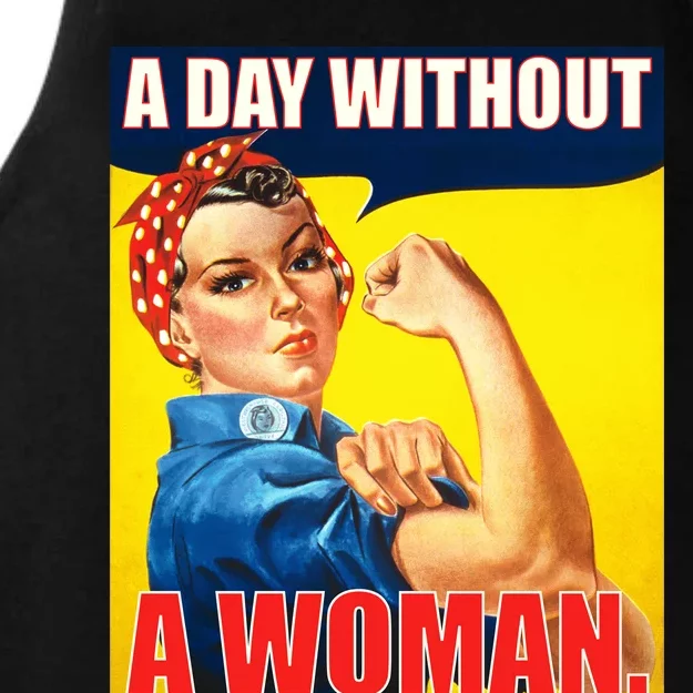 A Day Without A Woman Rosie Riveter WWII Poster Ladies Tri-Blend Wicking Tank