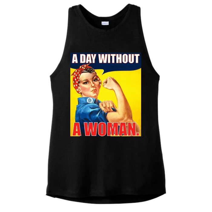 A Day Without A Woman Rosie Riveter WWII Poster Ladies Tri-Blend Wicking Tank