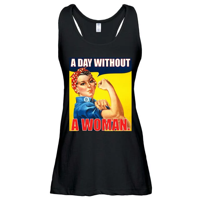 A Day Without A Woman Rosie Riveter WWII Poster Ladies Essential Flowy Tank