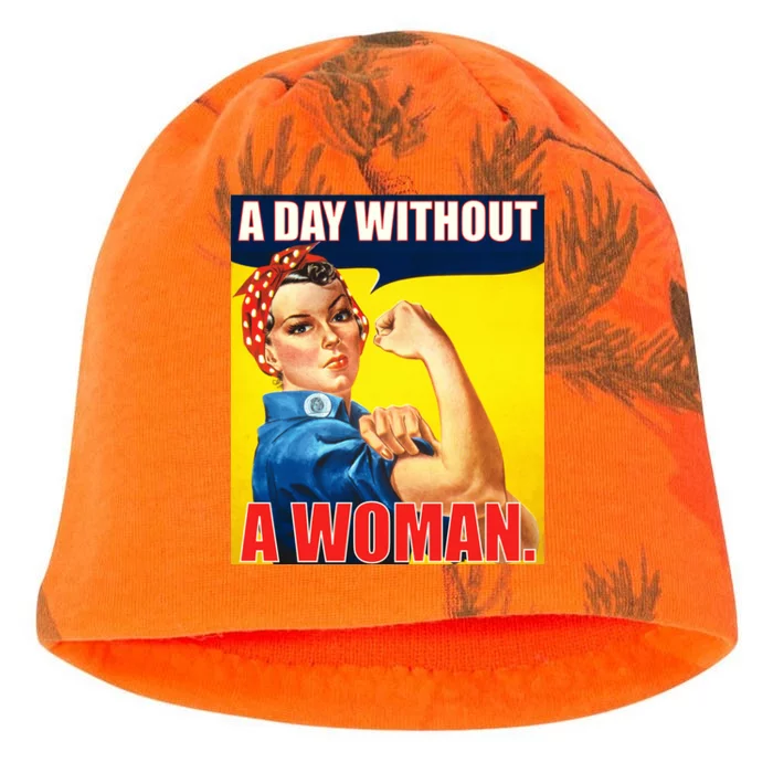 A Day Without A Woman Rosie Riveter WWII Poster Kati - Camo Knit Beanie