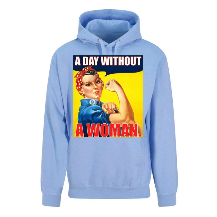 A Day Without A Woman Rosie Riveter WWII Poster Unisex Surf Hoodie