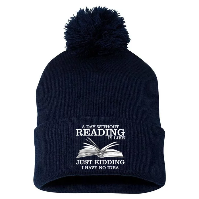 A Day Without Reading Pom Pom 12in Knit Beanie