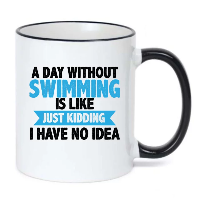 A Day Without Swimming Black Color Changing Mug