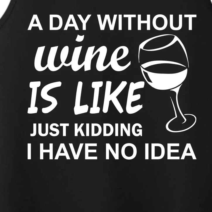 A Day Without Wine Is like Just Kidding I Have No idea Performance Tank