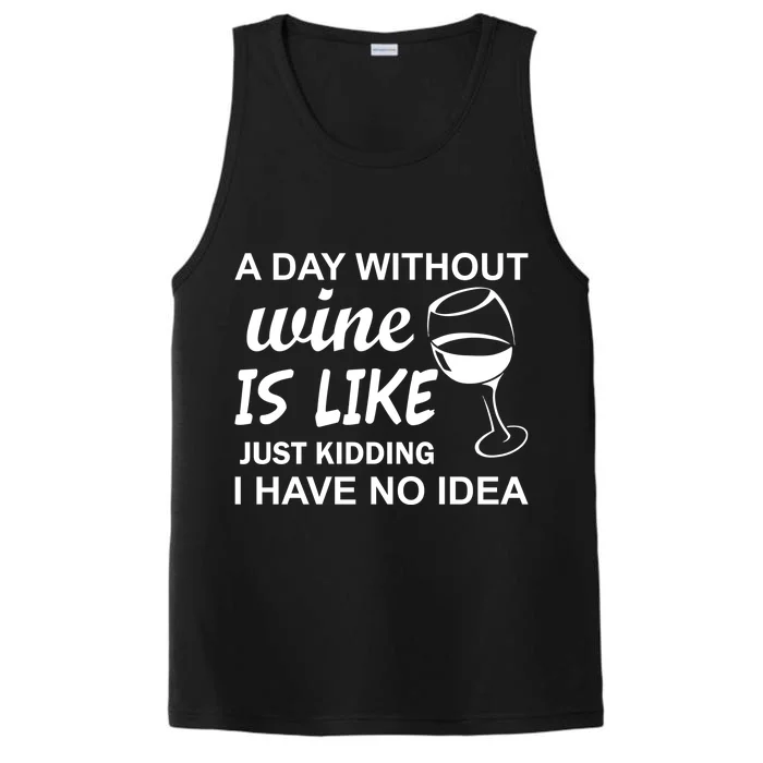 A Day Without Wine Is like Just Kidding I Have No idea Performance Tank