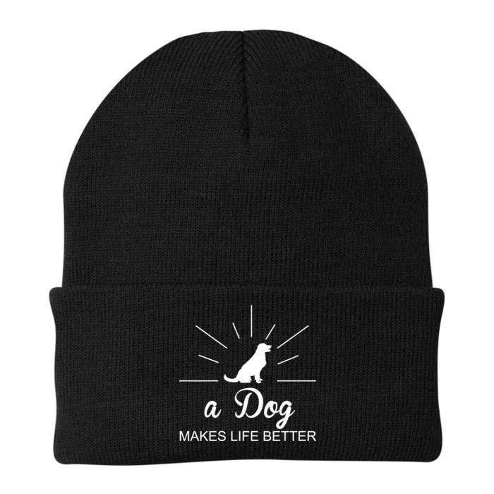 A Dog Makes Life Better Knit Cap Winter Beanie