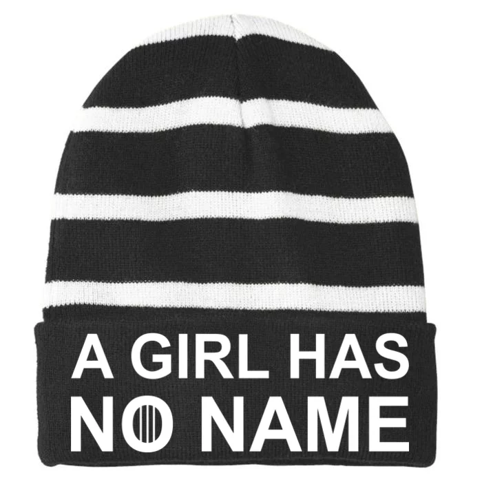 A Girl Has No Name Striped Beanie with Solid Band