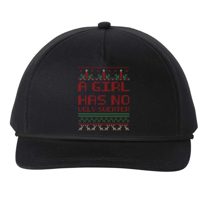 A Girl Has No Ugly Sweater Funny Christmas Snapback Five-Panel Rope Hat