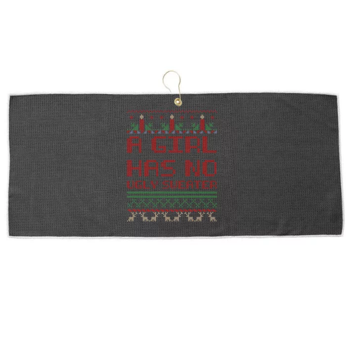 A Girl Has No Ugly Sweater Funny Christmas Large Microfiber Waffle Golf Towel