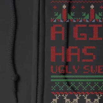 A Girl Has No Ugly Sweater Funny Christmas Full Zip Hoodie