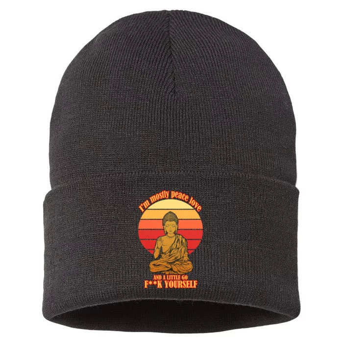 A little Go F**k Yourself Funny Buddha Sustainable Knit Beanie