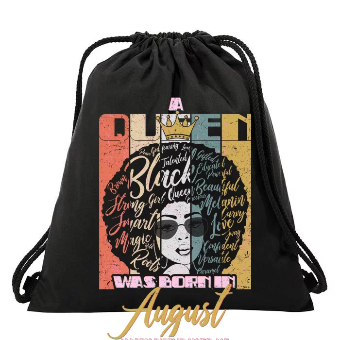 A Queen Was Born In August Drawstring Bag