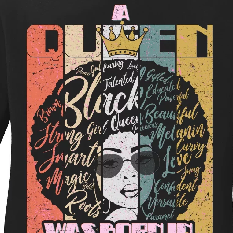 A Queen Was Born In August Ladies Long Sleeve Shirt