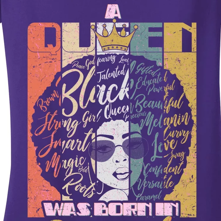 A Queen Was Born In December Women's V-Neck T-Shirt