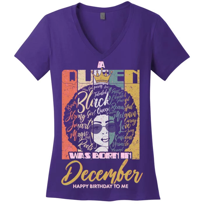 A Queen Was Born In December Women's V-Neck T-Shirt