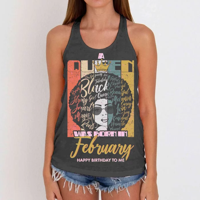 A Queen was Born in February Women's Knotted Racerback Tank