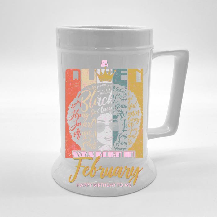 A Queen was Born in February Front & Back Beer Stein