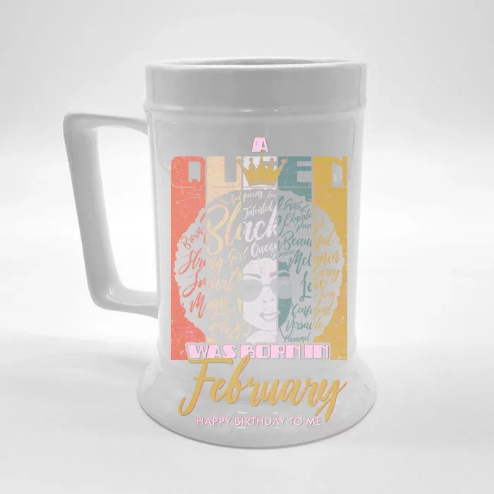 A Queen was Born in February Front & Back Beer Stein