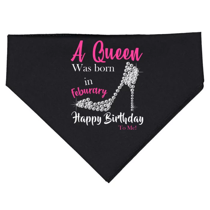 A Queen Was Born In February Birthday USA-Made Doggie Bandana