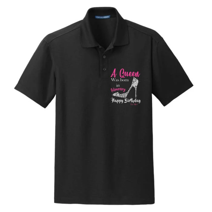 A Queen Was Born In February Birthday Dry Zone Grid Performance Polo