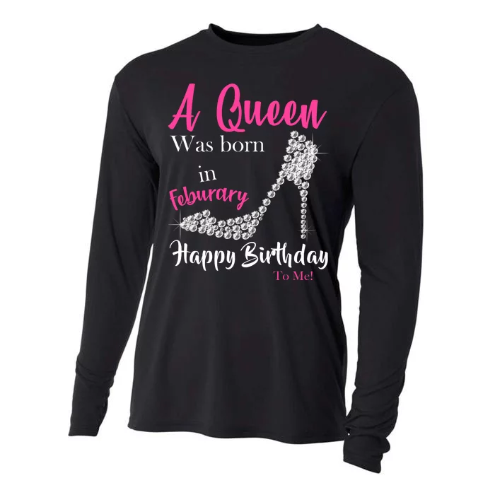 A Queen Was Born In February Birthday Cooling Performance Long Sleeve Crew