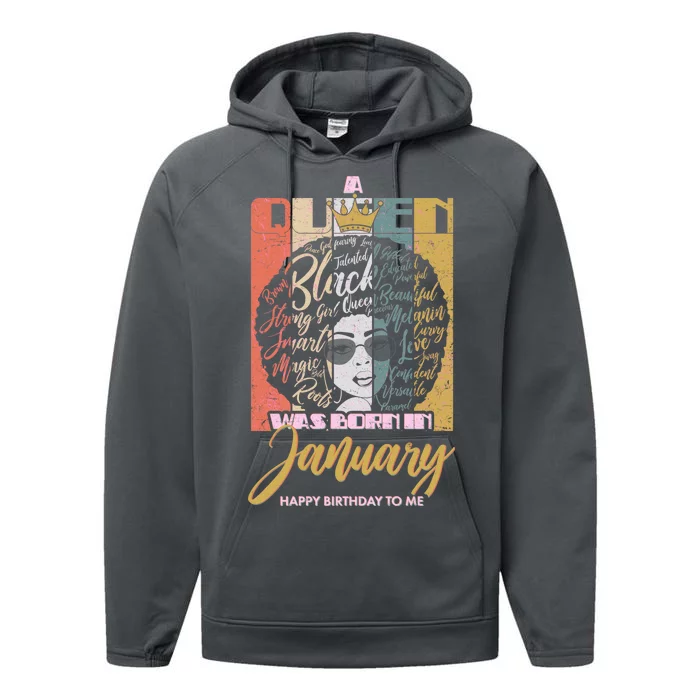 A Queen Was Born In January Performance Fleece Hoodie