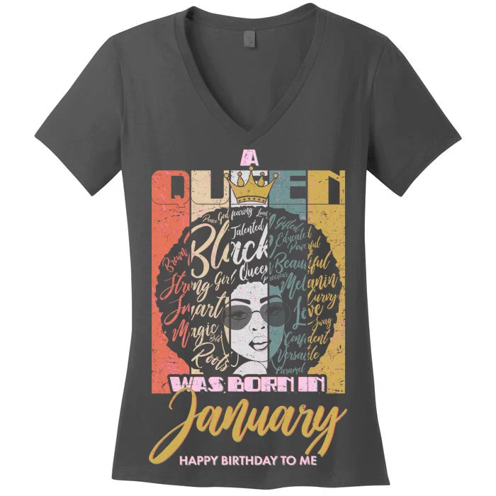 A Queen Was Born In January Women's V-Neck T-Shirt