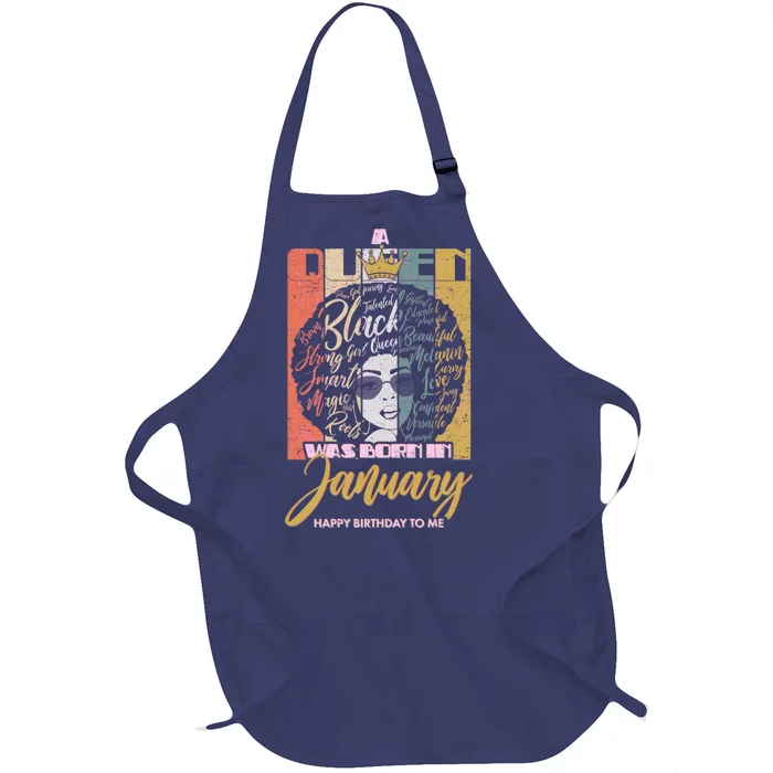 A Queen Was Born In January Full-Length Apron With Pocket