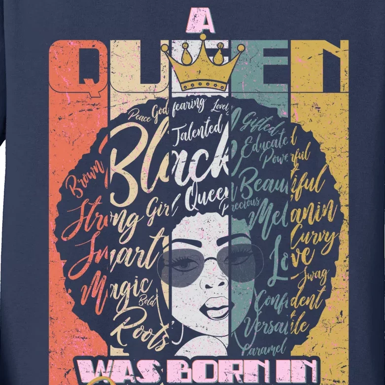 A Queen Was Born In January Kids Long Sleeve Shirt