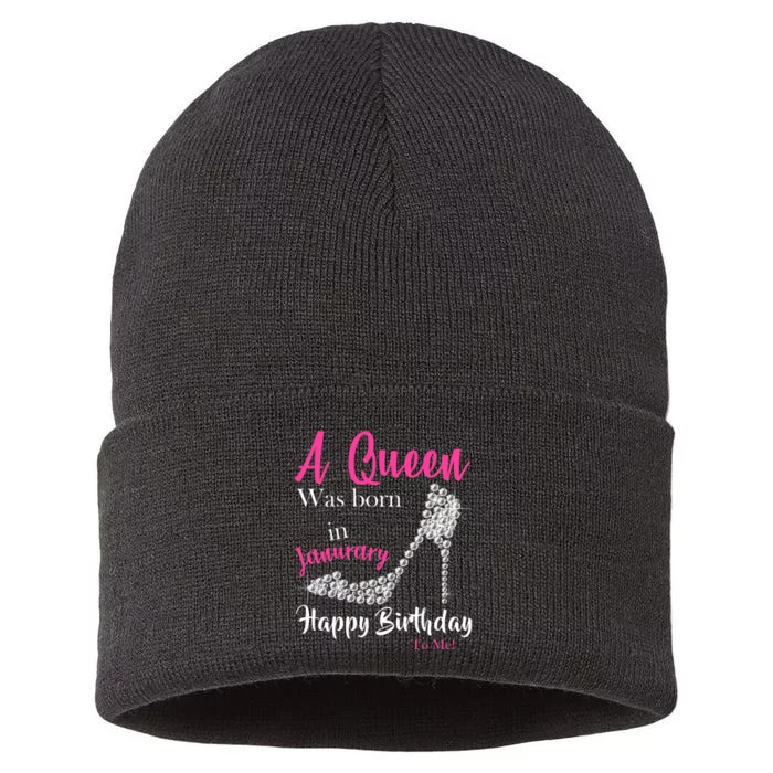 A Queen Was Born In January Birthday Sustainable Knit Beanie