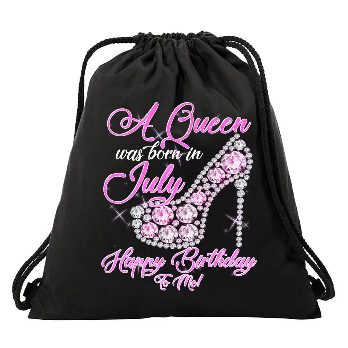 A Queen Was Born In July Fancy Birthday Drawstring Bag