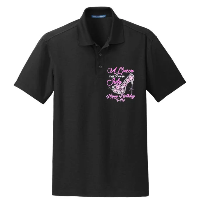 A Queen Was Born In July Fancy Birthday Dry Zone Grid Performance Polo