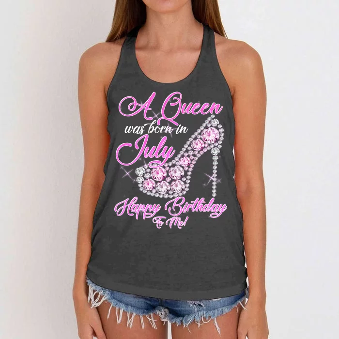 A Queen Was Born In July Fancy Birthday Women's Knotted Racerback Tank