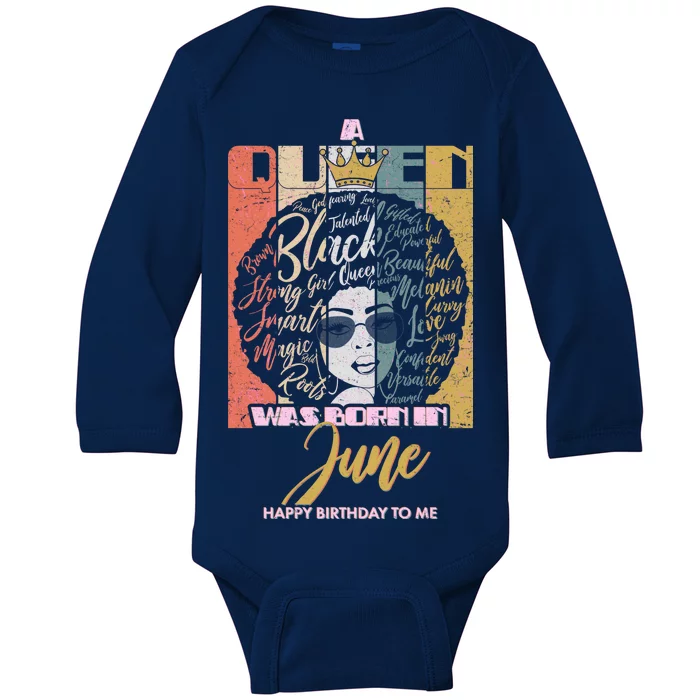 A Queen Was Born In June Baby Long Sleeve Bodysuit