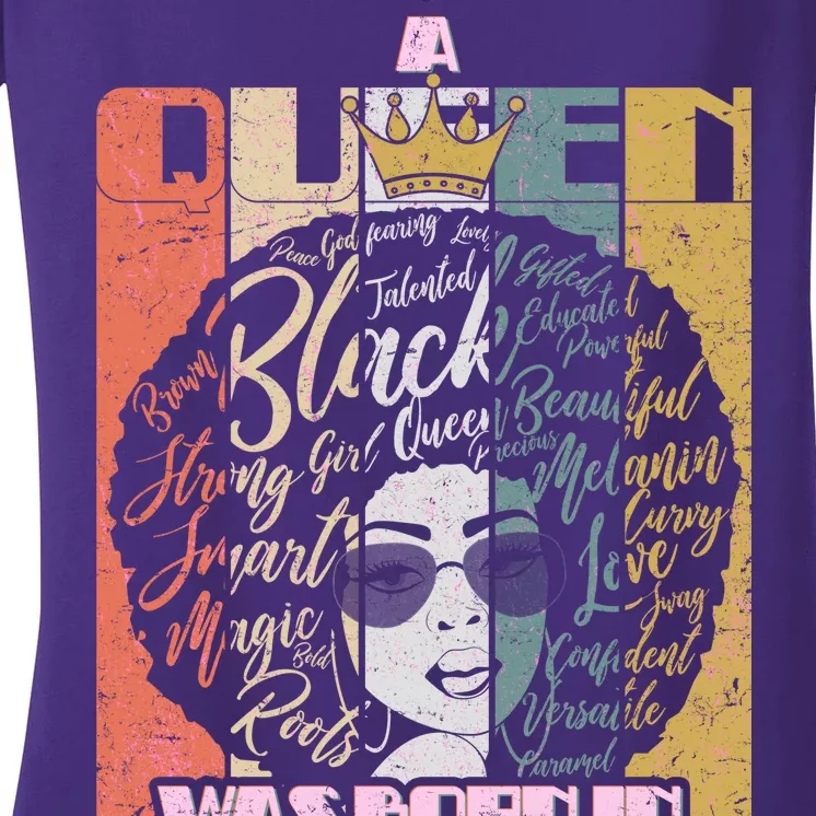 A Queen Was Born In June Women's V-Neck T-Shirt