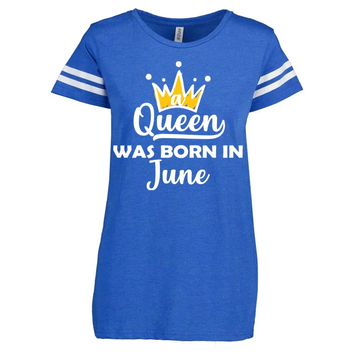 A Queen Was Born In June Birthday Enza Ladies Jersey Football T-Shirt