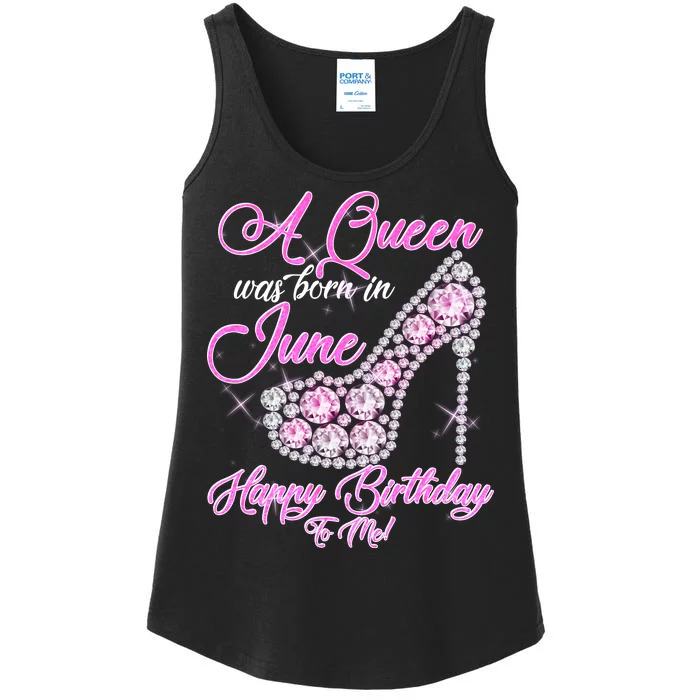 A Queen Was Born in June Fancy Birthday Ladies Essential Tank