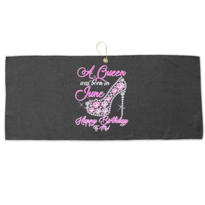 A Queen Was Born in June Fancy Birthday Large Microfiber Waffle Golf Towel