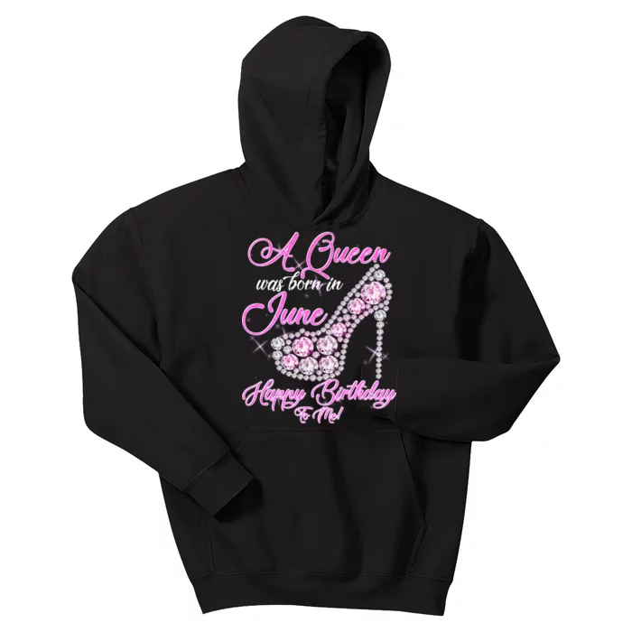 A Queen Was Born in June Fancy Birthday Kids Hoodie